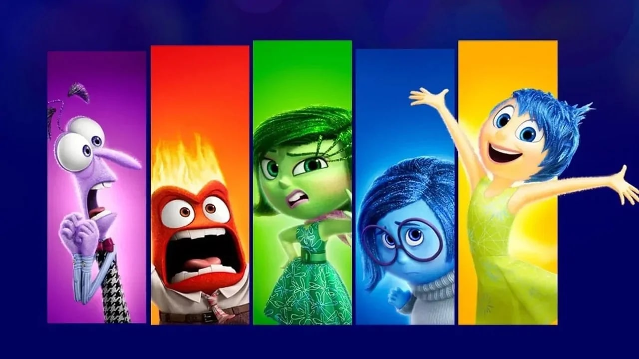 Personagens do filme Divertida Mente representando emoções básicas e funcionamento da mente
